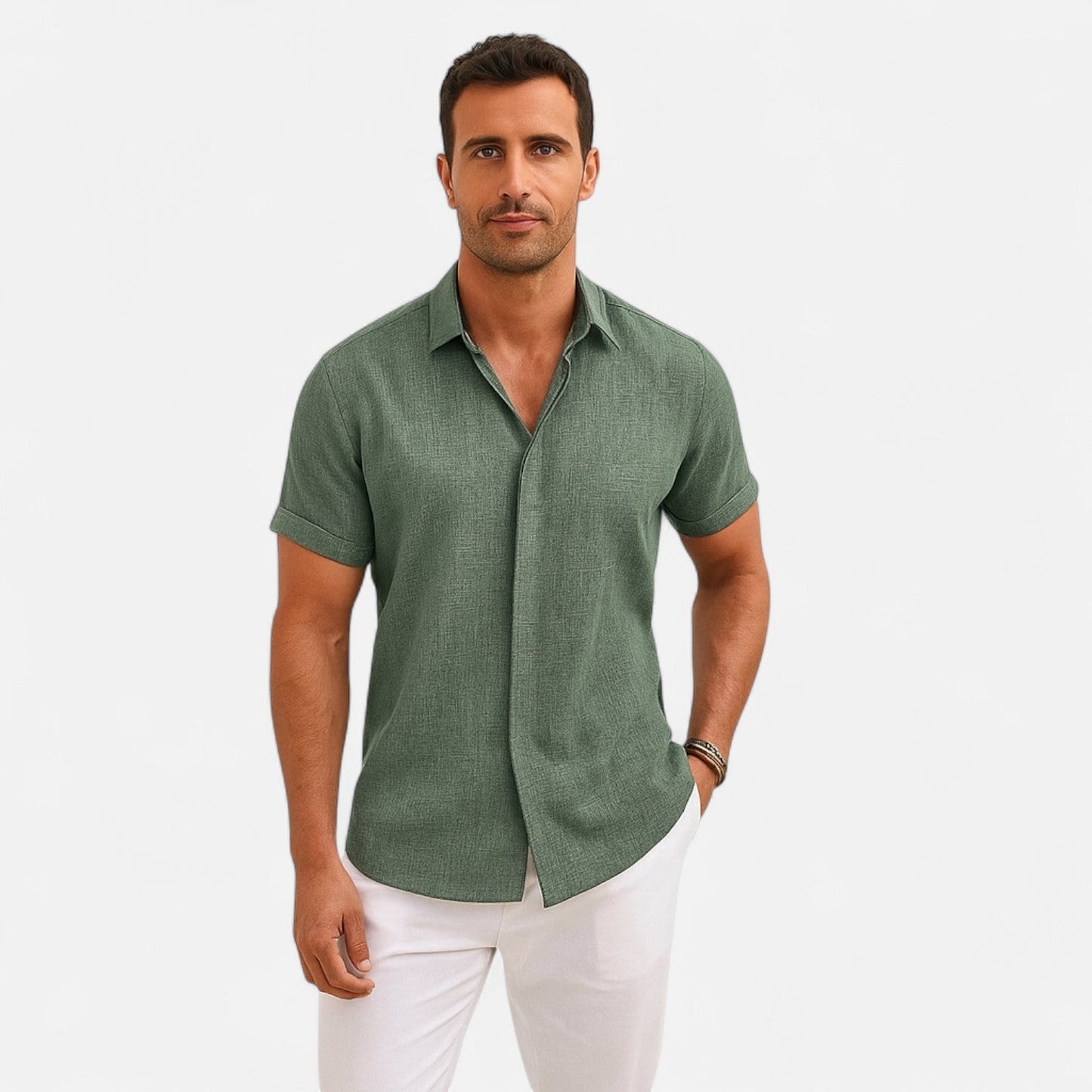 Harrington | Men’s Short-Sleeve Linen Shirt – Relaxed Lightness, Natural Elegance