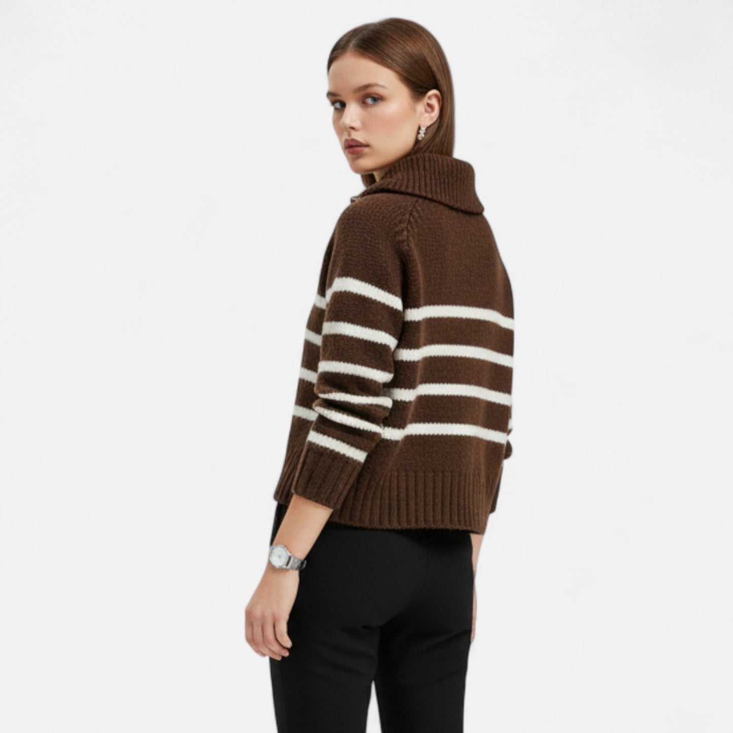 Harrington | Women’s Striped Half-Zip Turtleneck Sweater