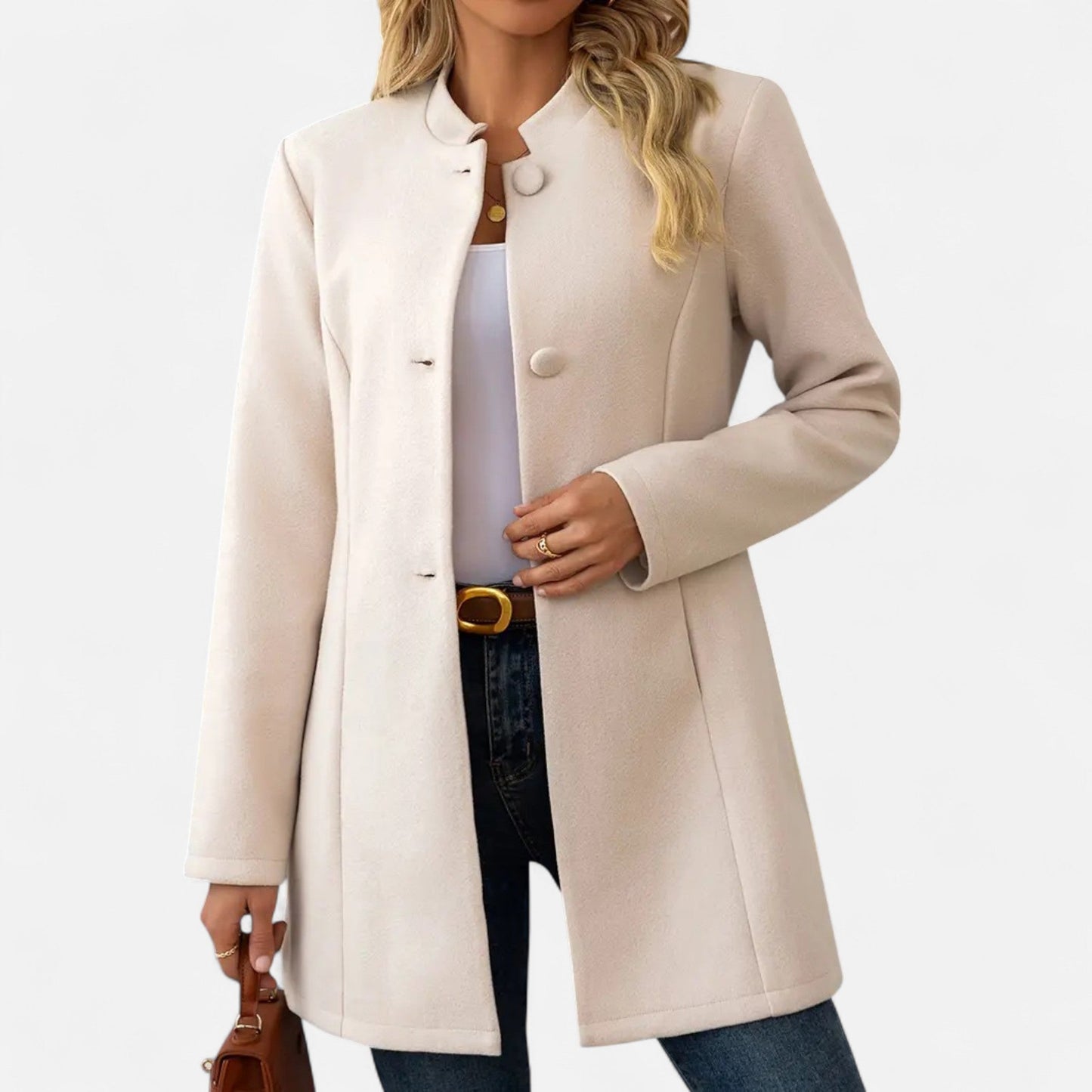 Harrington | Women’s Mid-Length Coat with Button Detail