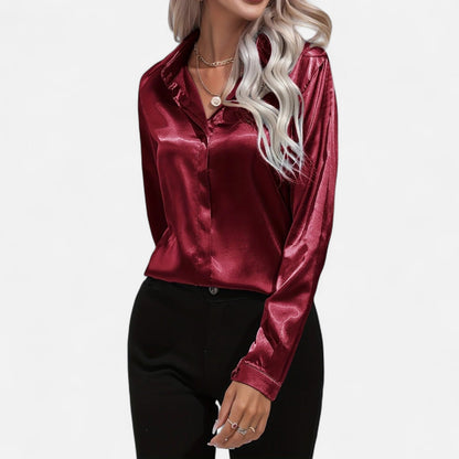 Harrington | Satin Summer Shirt for Women – Elongated V-Neck, Luxurious Lightness