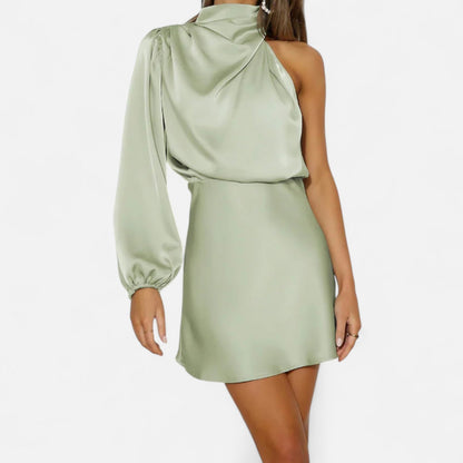 Harrington | One-Shoulder Satin Evening Dress – Sculptural Fluidity, Absolute Elegance