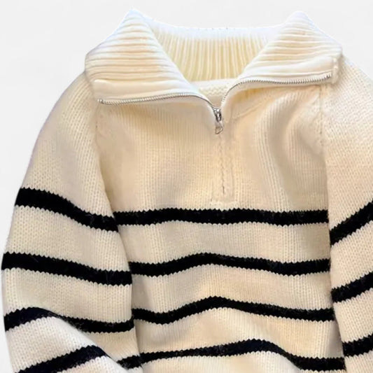 Harrington | Women’s Striped Half-Zip Turtleneck Sweater
