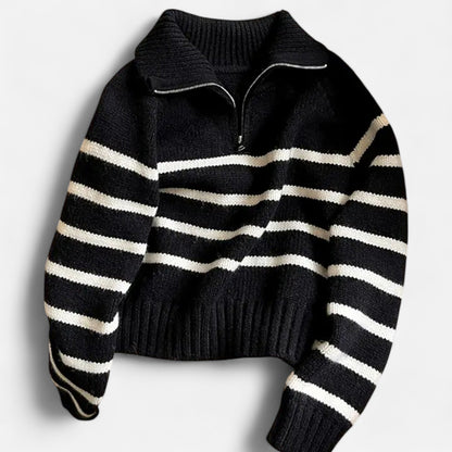Harrington | Women’s Striped Half-Zip Turtleneck Sweater