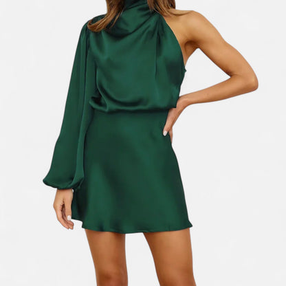 Harrington | One-Shoulder Satin Evening Dress – Sculptural Fluidity, Absolute Elegance