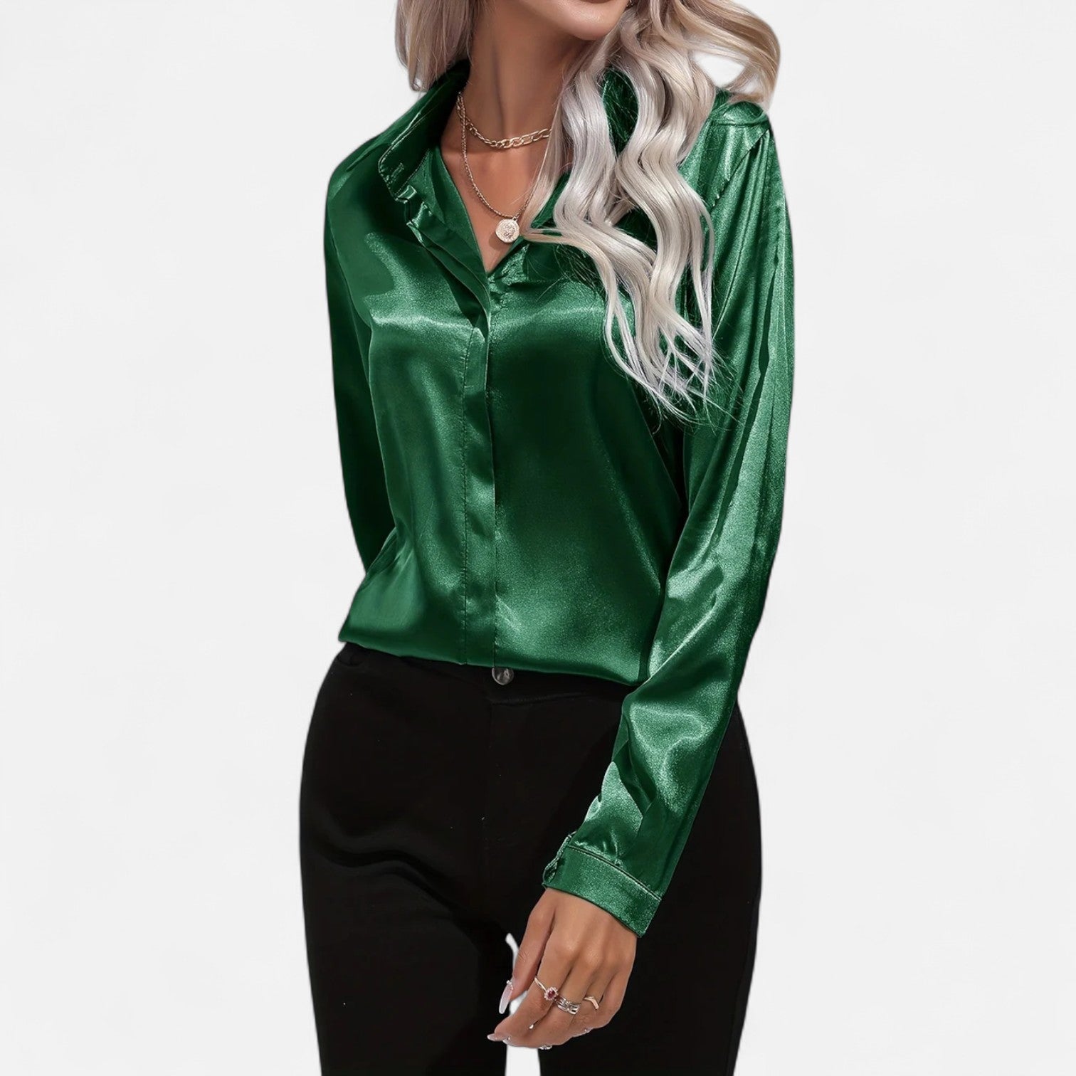 Harrington | Satin Summer Shirt for Women – Elongated V-Neck, Luxurious Lightness