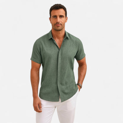 Harrington | Men’s Short-Sleeve Linen Shirt – Relaxed Lightness, Natural Elegance