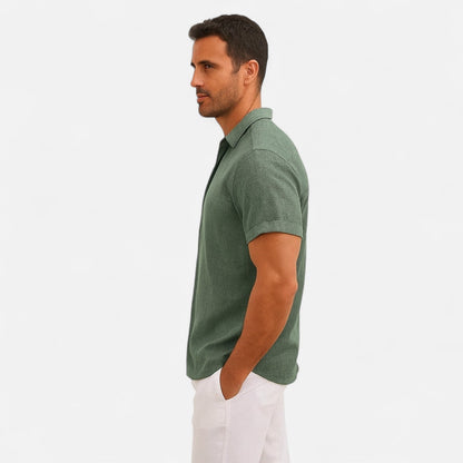 Harrington | Men’s Short-Sleeve Linen Shirt – Relaxed Lightness, Natural Elegance