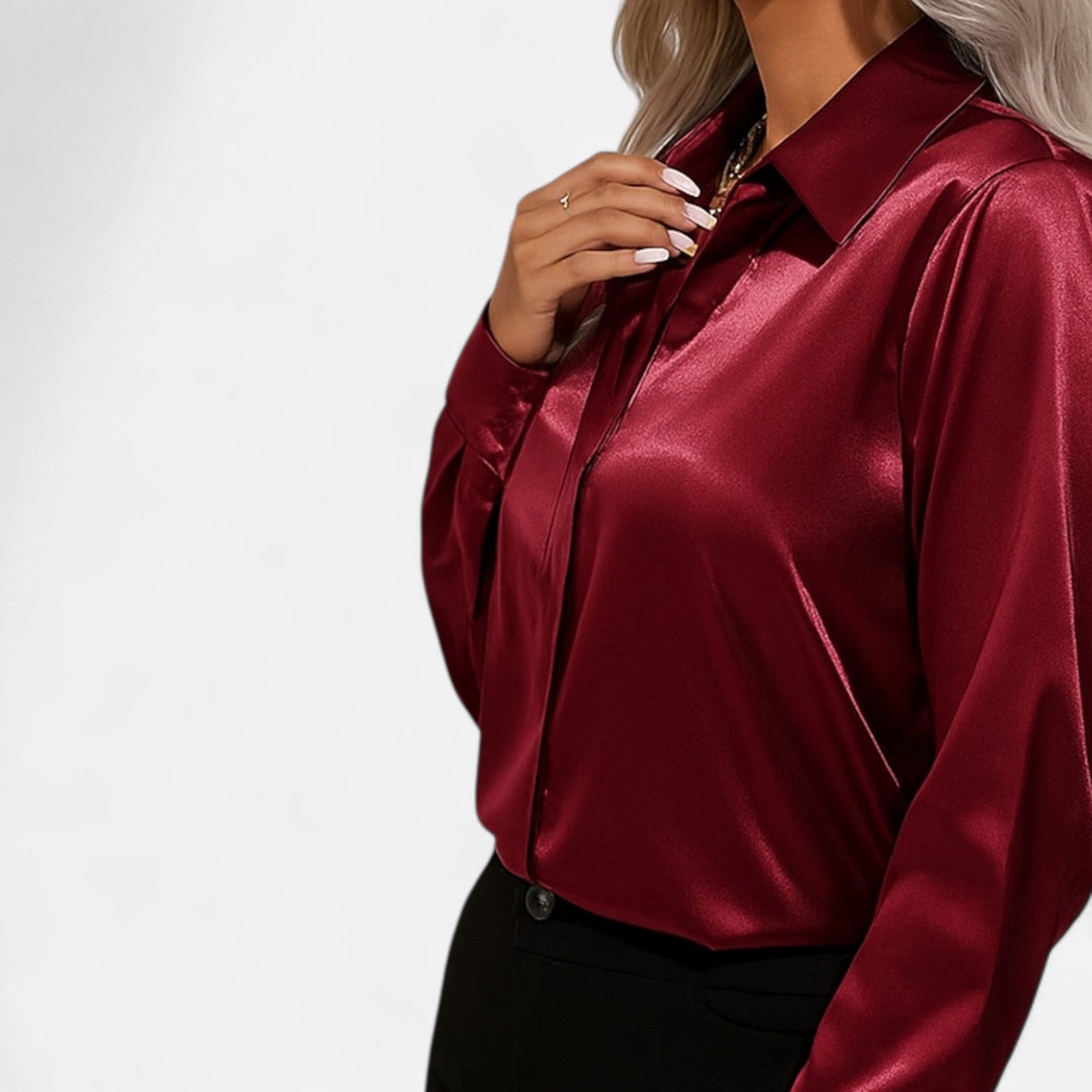 Harrington | Satin Summer Shirt for Women – Elongated V-Neck, Luxurious Lightness