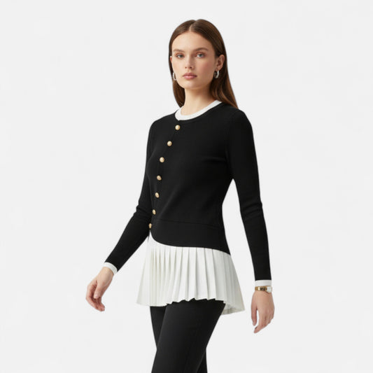 Harrington | Women’s Beige Pullover with Gold Buttons