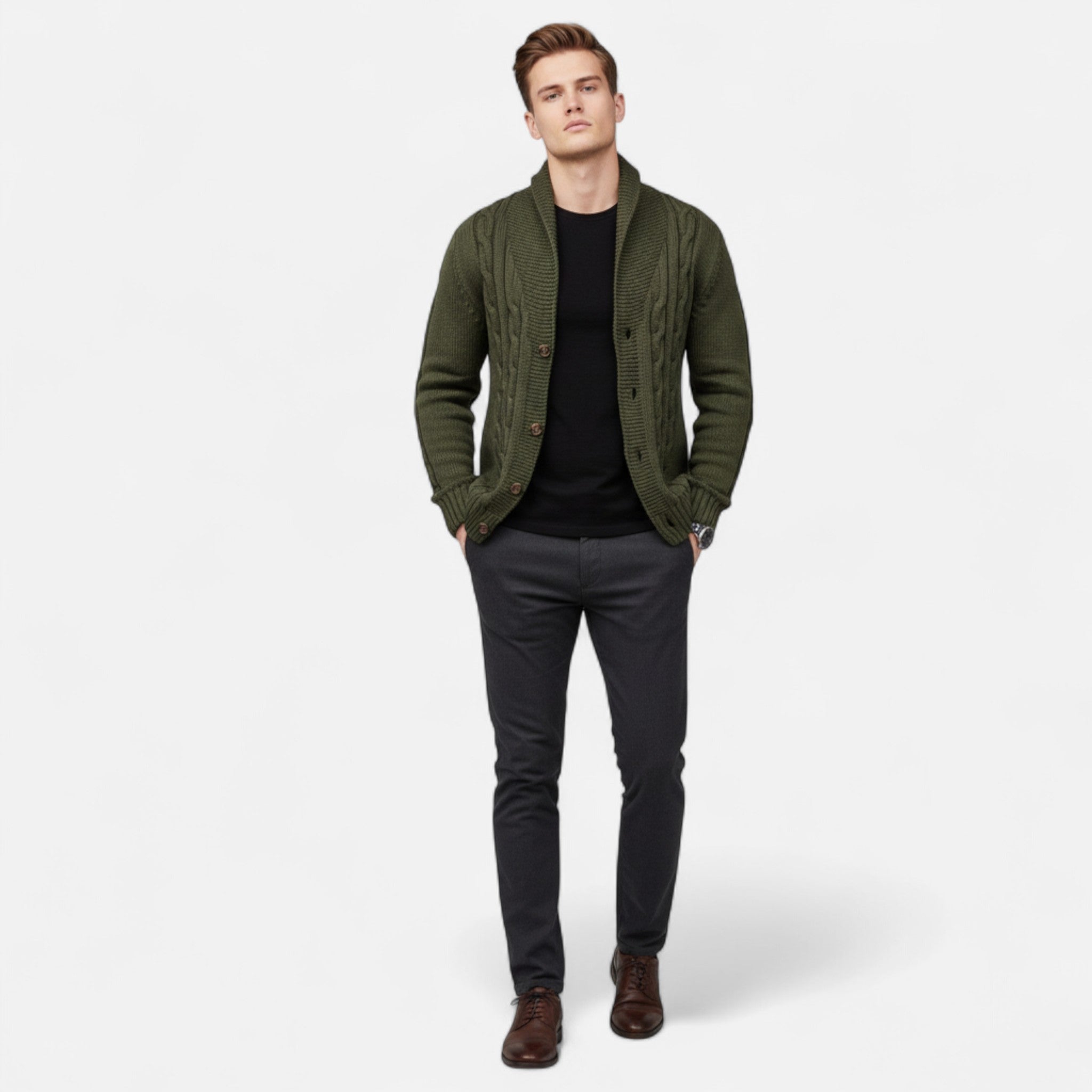 Harrington | Men’s Rib-Knit Button-Up Cardigan