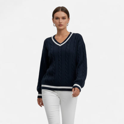 Harrington | Women’s V-Neck Colour-Block Twist Sweater