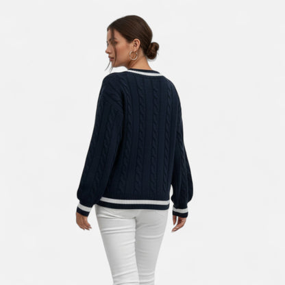 Harrington | Women’s V-Neck Colour-Block Twist Sweater