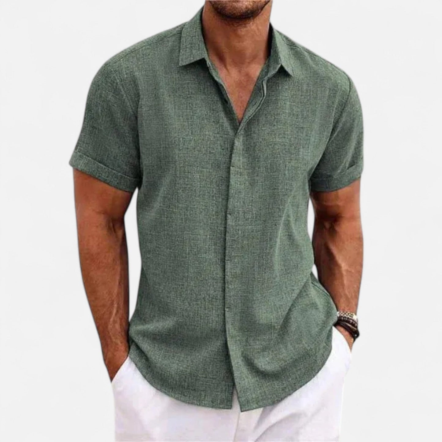 Harrington | Men’s Short-Sleeve Linen Shirt – Relaxed Lightness, Natural Elegance