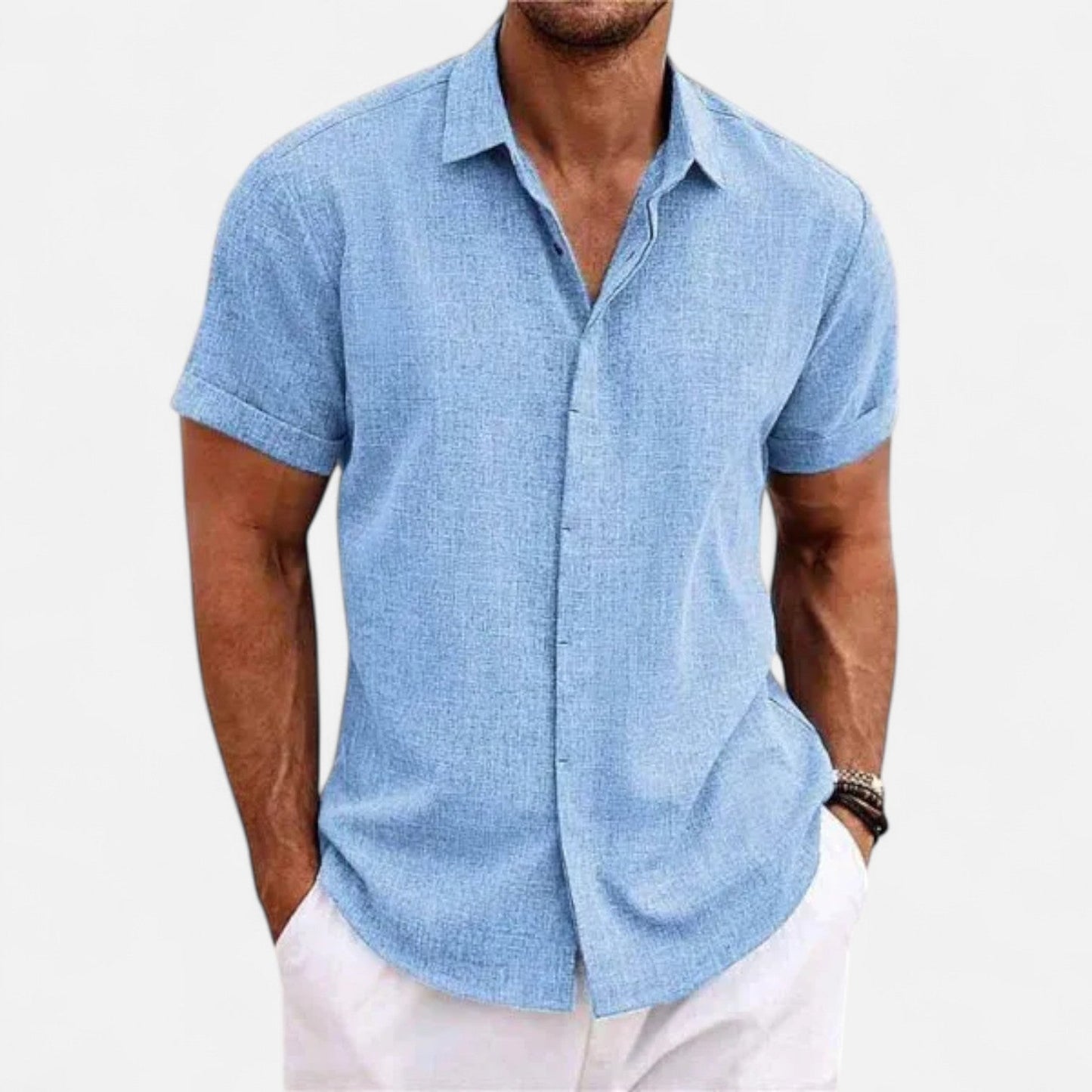 Harrington | Men’s Short-Sleeve Linen Shirt – Relaxed Lightness, Natural Elegance