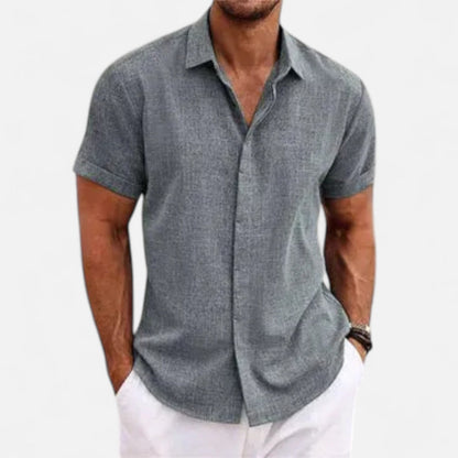 Harrington | Men’s Short-Sleeve Linen Shirt – Relaxed Lightness, Natural Elegance