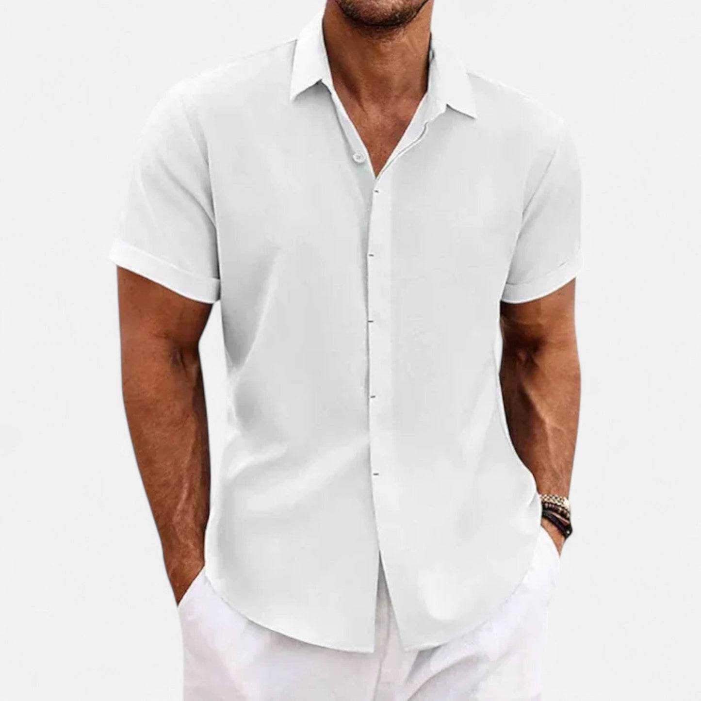 Harrington | Men’s Short-Sleeve Linen Shirt – Relaxed Lightness, Natural Elegance