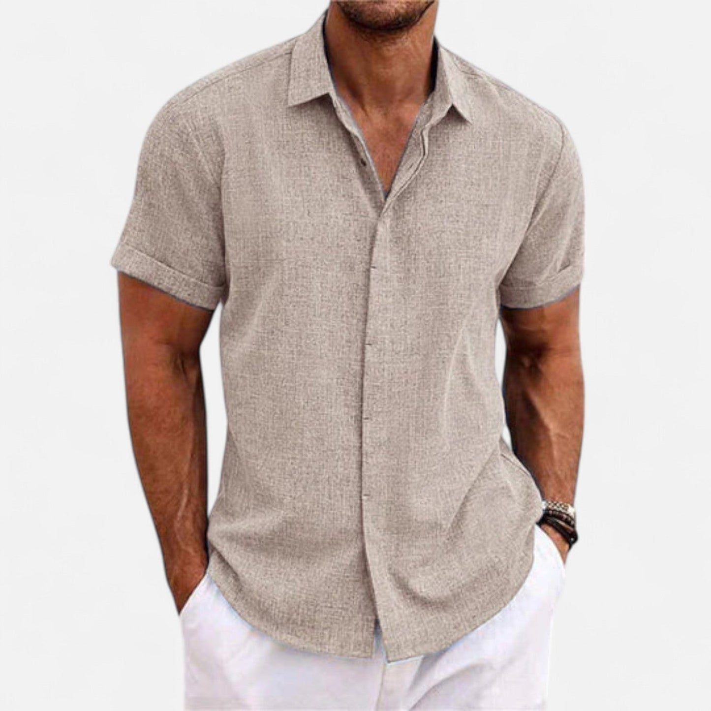 Harrington | Men’s Short-Sleeve Linen Shirt – Relaxed Lightness, Natural Elegance