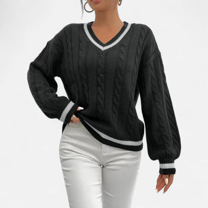 Harrington | Women’s V-Neck Colour-Block Twist Sweater
