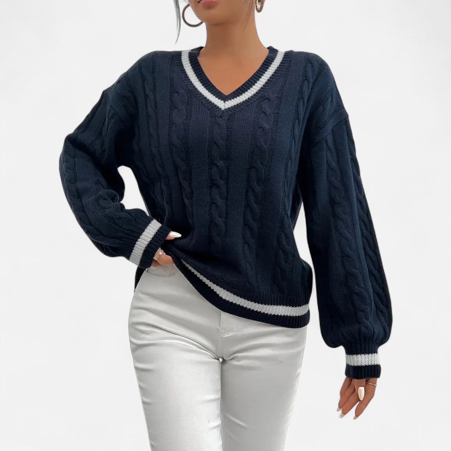 Harrington | Women’s V-Neck Colour-Block Twist Sweater