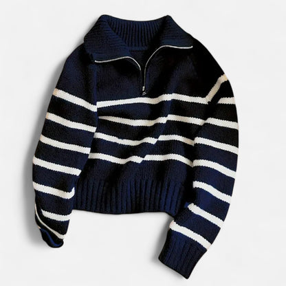Harrington | Women’s Striped Half-Zip Turtleneck Sweater
