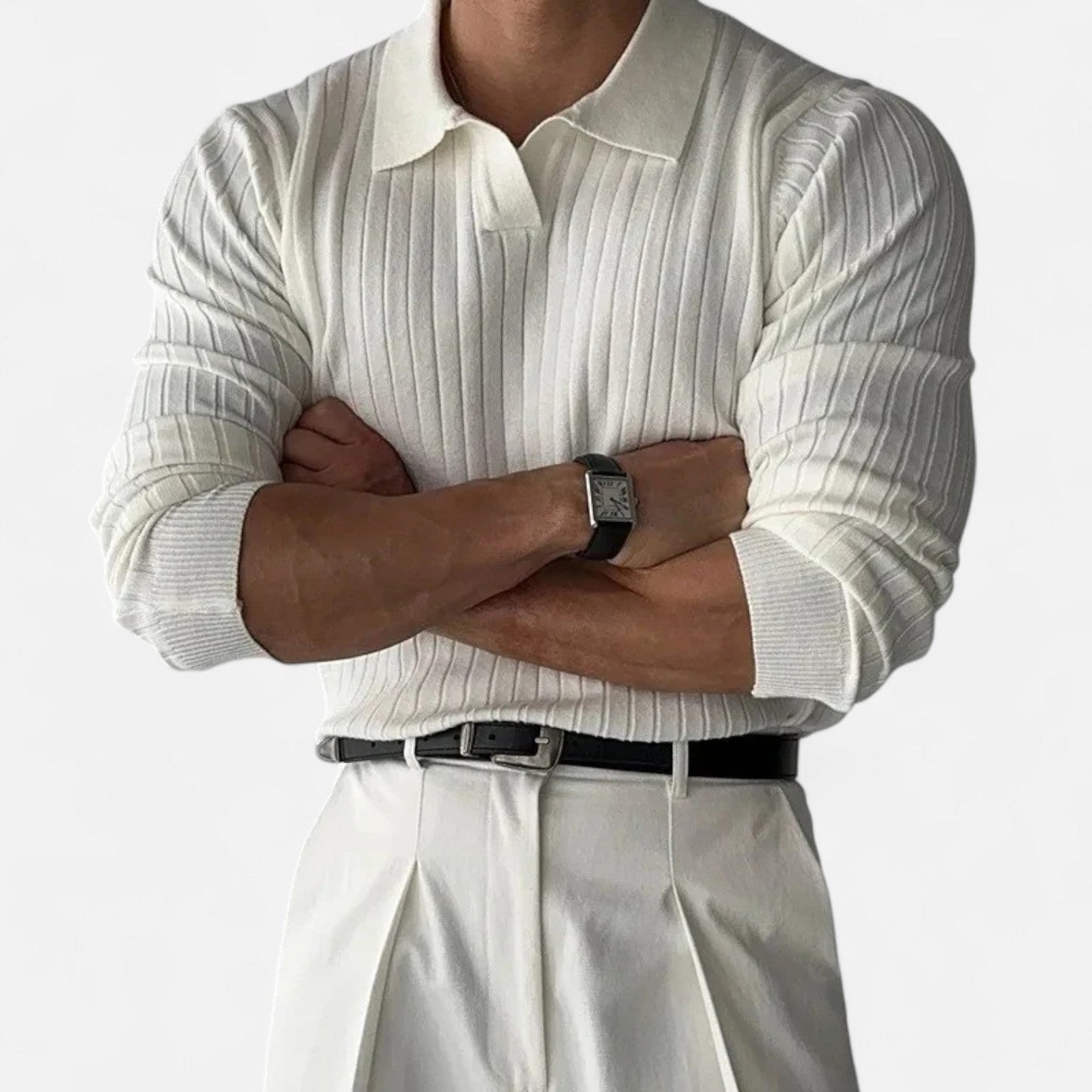 Harrington | Knitted Polo Shirt with Revere Collar for Men – Light Luxury, Contemporary Elegance