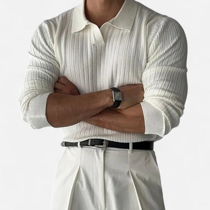 Harrington | Knitted Polo Shirt with Revere Collar for Men – Light Luxury, Contemporary Elegance