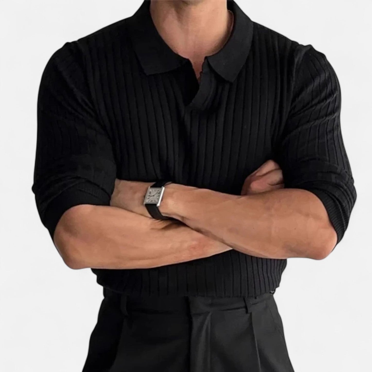 Harrington | Knitted Polo Shirt with Revere Collar for Men – Light Luxury, Contemporary Elegance