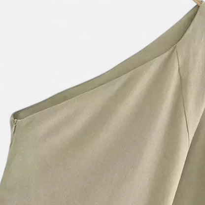 Harrington | Linen One-Shoulder Dress for Women – Asymmetrical Silhouette, Natural Elegance