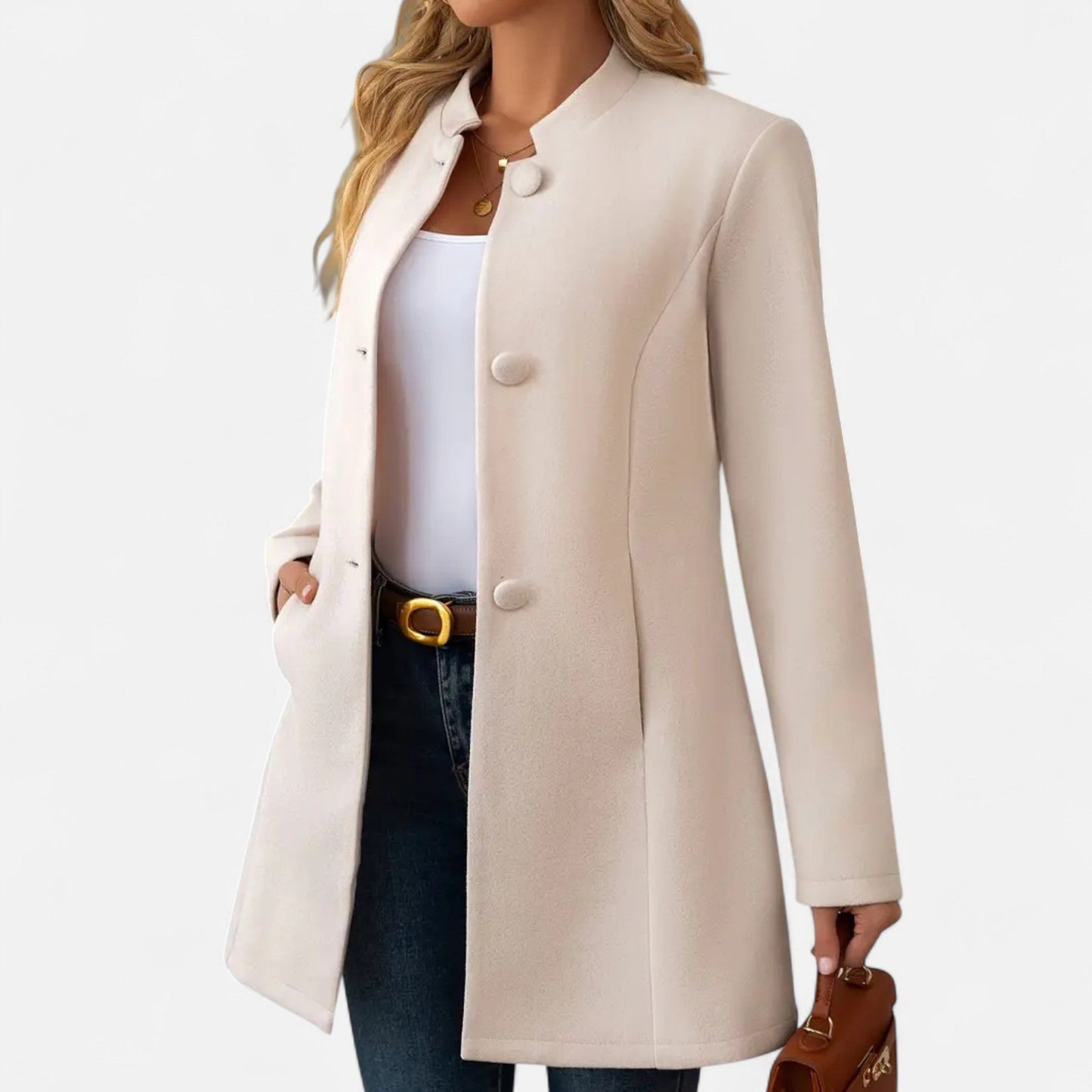 Harrington | Women’s Mid-Length Coat with Button Detail